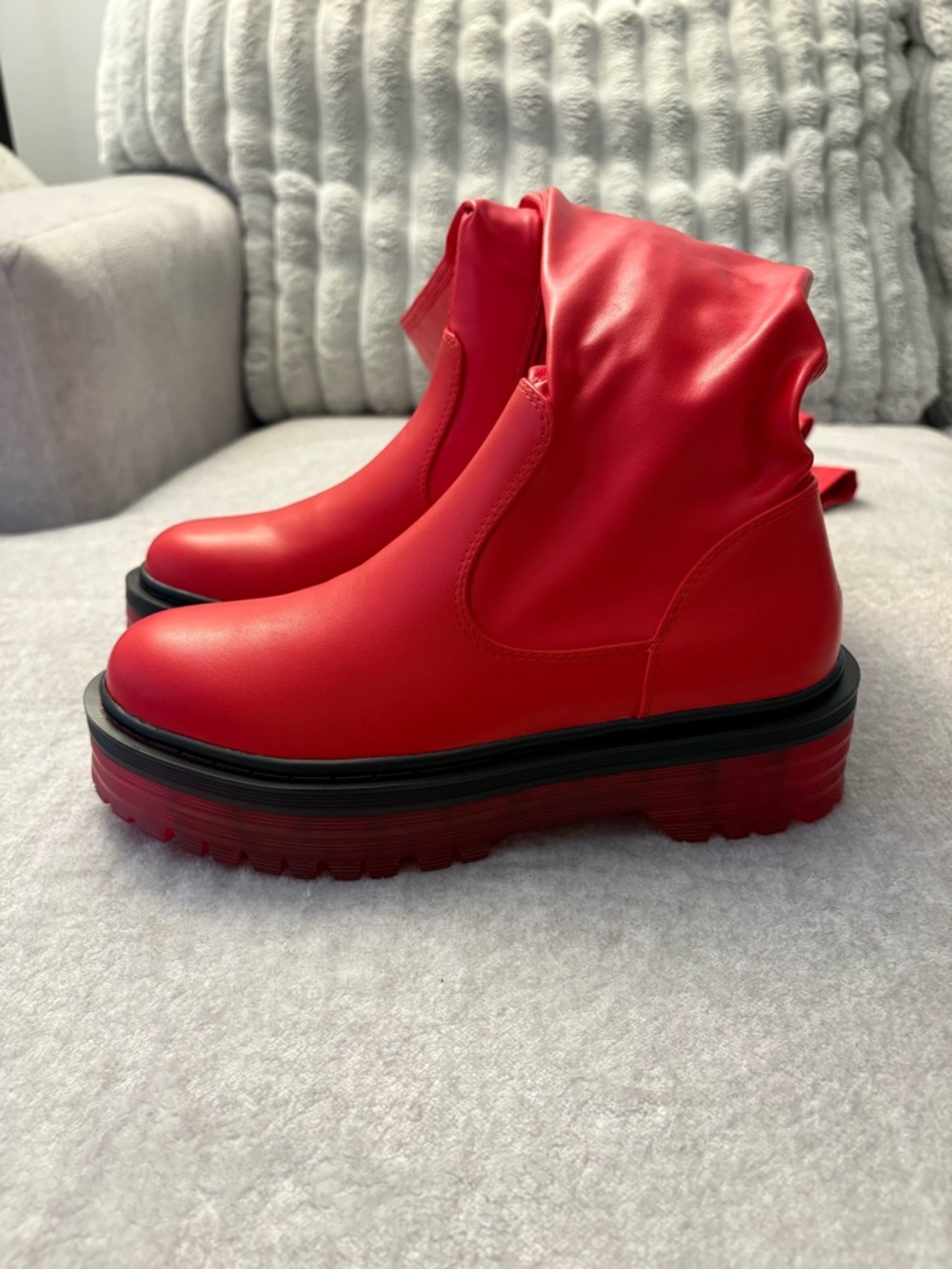 Red Platform Thigh High Boots
